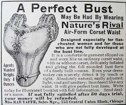 Advertisement for Nature's Rival bust enhancer, 1910