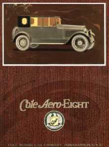 Advertisement for Cole Aero-Eight with picture of car, 1918.