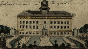 Sketch of Gustavianum at Uppsala University by Gustaf Johan Härstedt