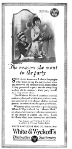 White and Whyckkoff's stationeary ad, Good Housekeeping, January 1921.